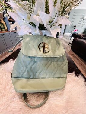 AB Quilted Mint Green Backpack with Gold AB Emblem
